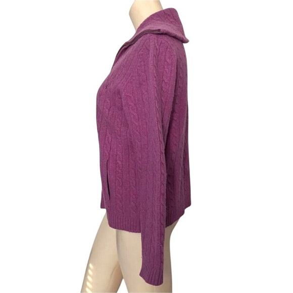 Ralph Lauren Pink Cableknit Angora Merino Wool Collared Cardigan Women‎ Medium - Picture 2 of 6
